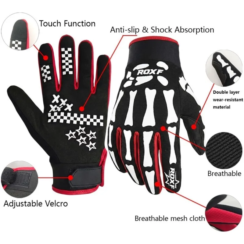 Outdoor Full‑Finger Knight Gloves Sensitive Touch Breathable Adjustable Strap For Knight Equestrian Motocross Baseball