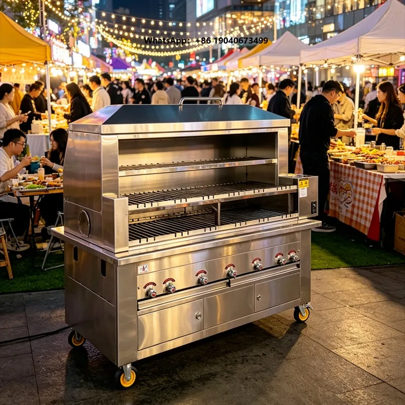 Commercial Lamp Mutton Pork Rotisserie Bbq Smoker Gas Grill for Roasting Meat Pig Roaster Charcoal Gas  Grill FWX