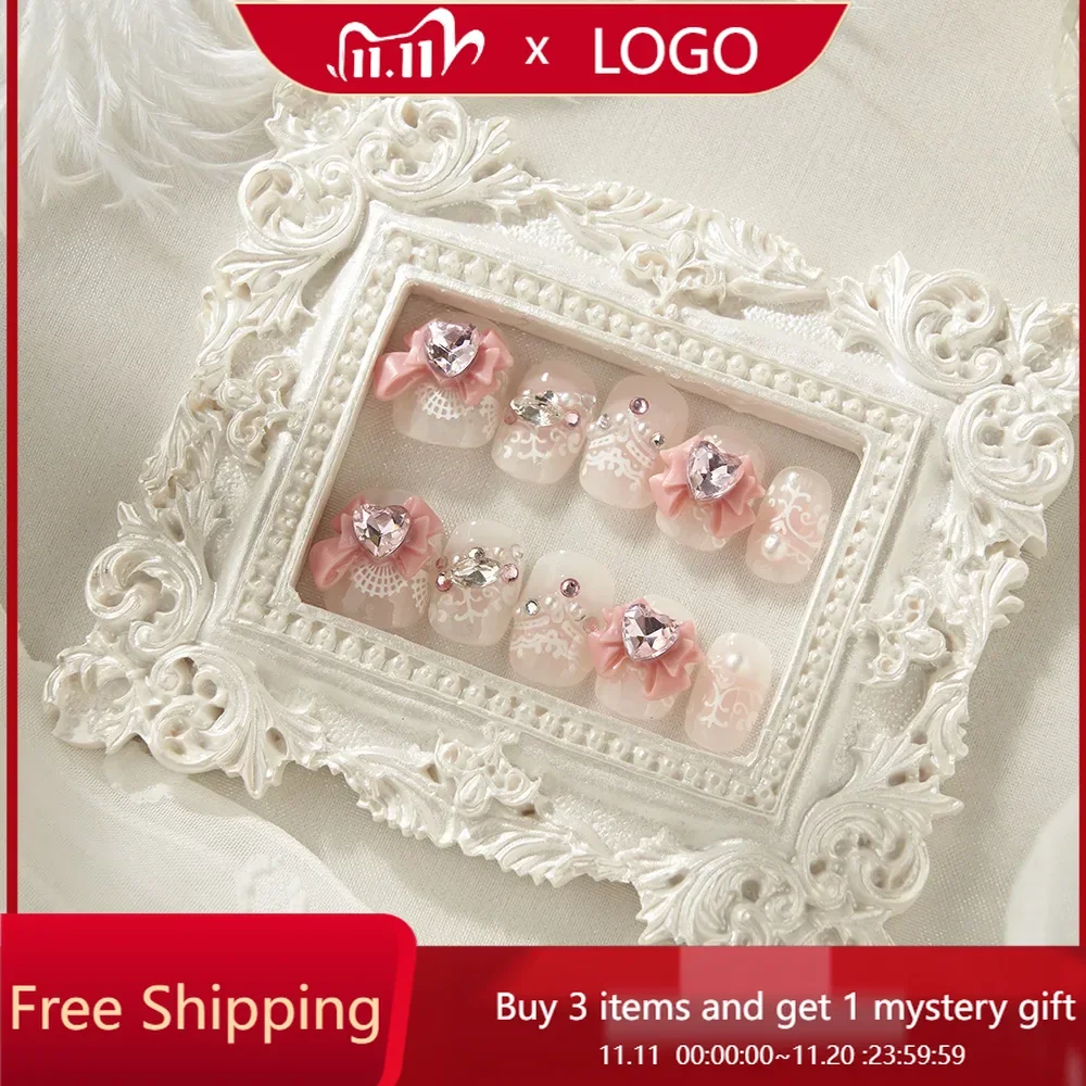 

10Pcs Pinky Purple Crystal Sugar Pastel Short Press On Nail Fake Nail Glue On Nail Short Nail Acrylic Nail DIY Manicure Dropship