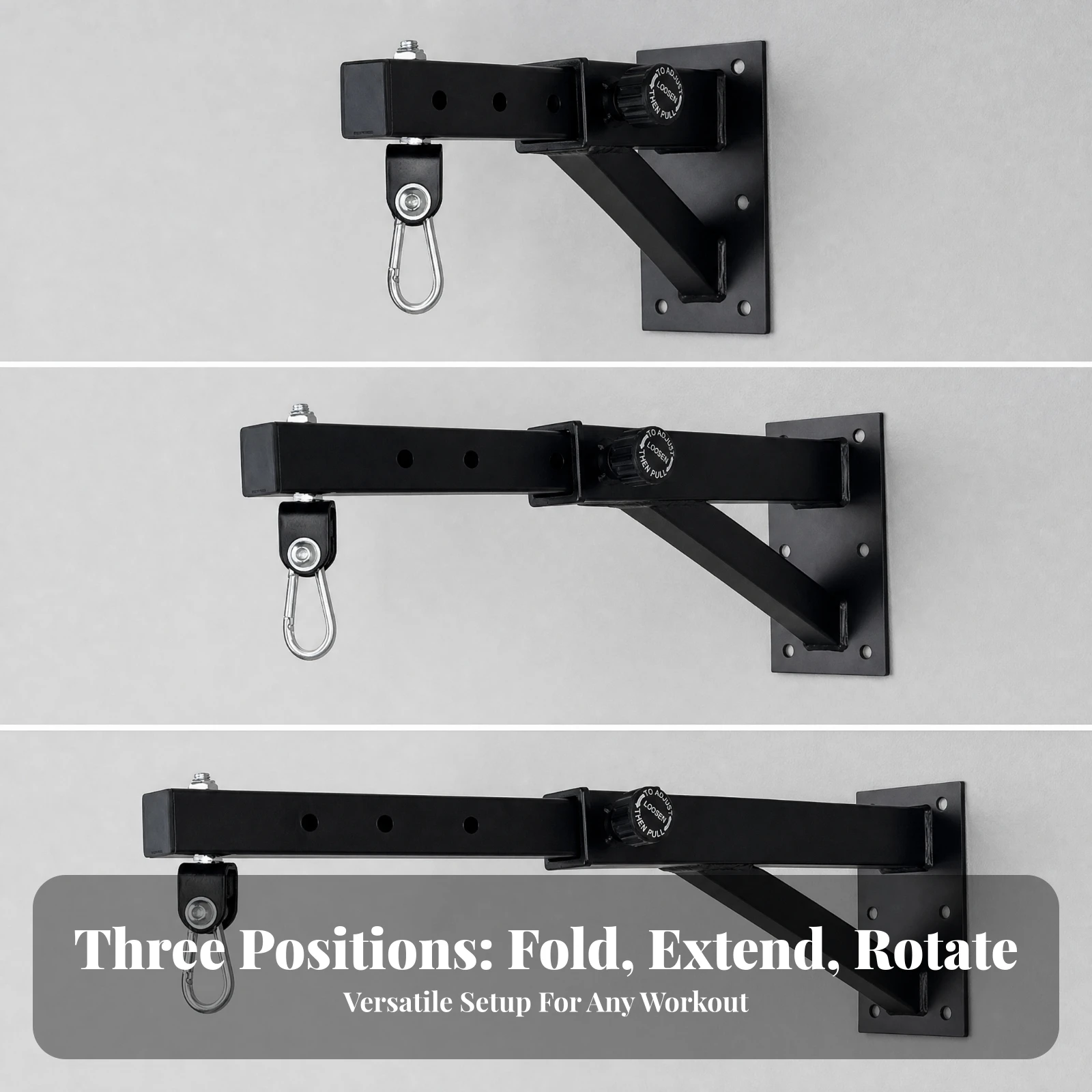 Wall-Mounted Training Bracket Rotating Heavy Bag Bracket with Telescoping Arm for Combat Artists, Training Room, Garage