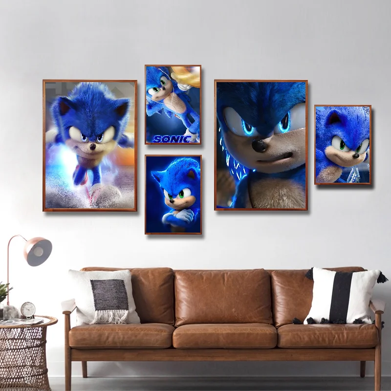 S-Sonic Anime Poster Self-adhesive Art Waterproof Paper Sticker Coffee House Bar Room Wall Decor