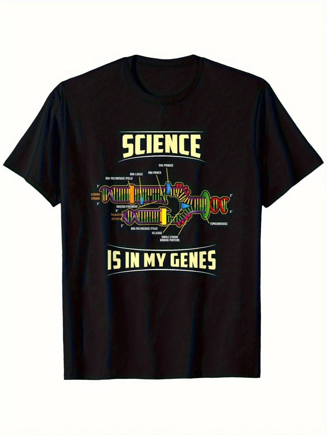 Men's DNA Print T-Shirt – Science-themed tee featuring the slogan 