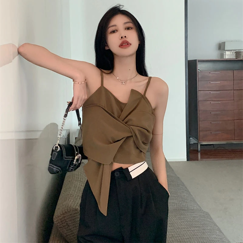 Spice Girl Gilet con bretelle a vento Dolce fiocco Top corto esterno sottile 2025 Top da donna Fashion Street