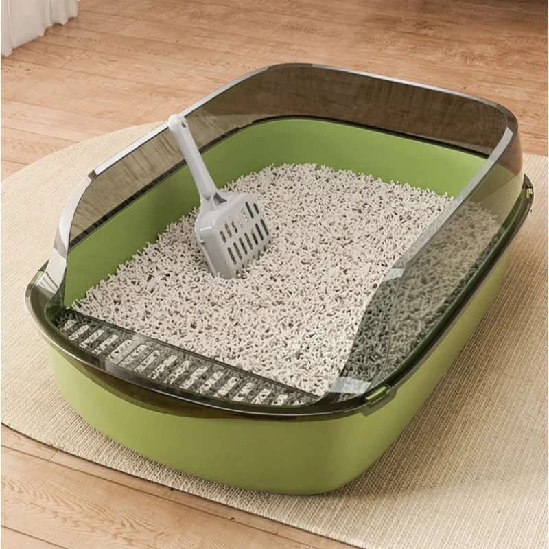 Large Capacity Cat Litter Box Pet Sandbox Splashproof Cat Tray Cat Toilet Cleaning Basin Supplies Pet Toilet Kitten Tray Bedpan