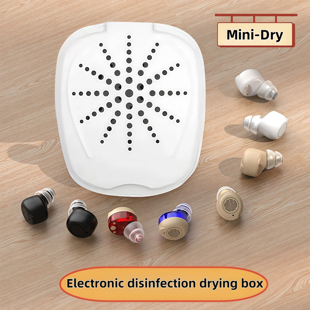 

Special electronic drying box for hearing aids is used for dehumidification, disinfection, and maintenance of hearing aids to ex