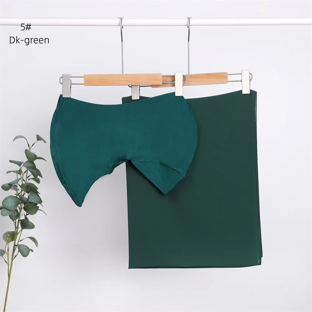 

2026 Breathable Solid Color Pearl Chiffon Long Scarf Matching Modal Inner Cap Neck Cover 2pcs Set Ready to Ship Headwear Turban