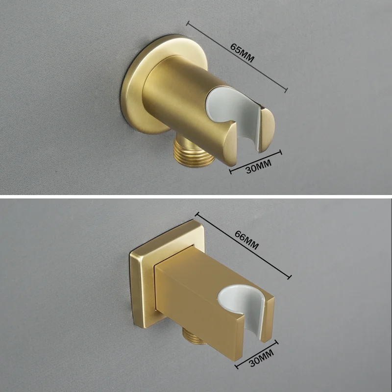 Black Shower Holder Hand Shower Bracket Brass Round Square with Outlet Connector Fixed Shower Base Bathroom Shower Accessories