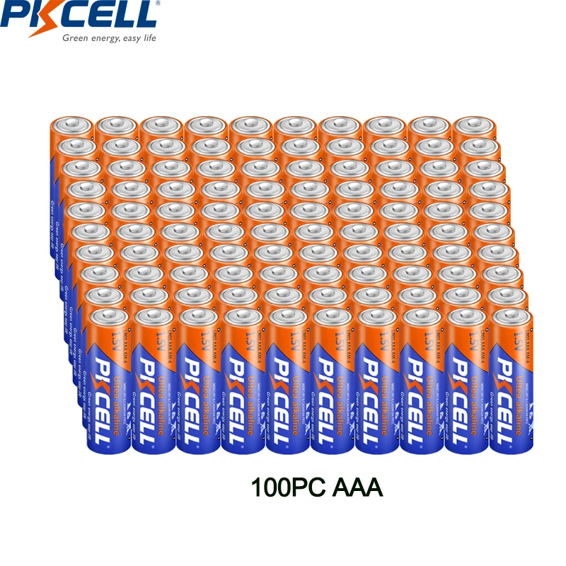 100PC PKCELL AAA LR03 Batteries 1.5V aaa Alkaline Battery  E92 AM4 MN2400 MX240 for Keyboards Clocks Toys Remote Controls (10-Ye