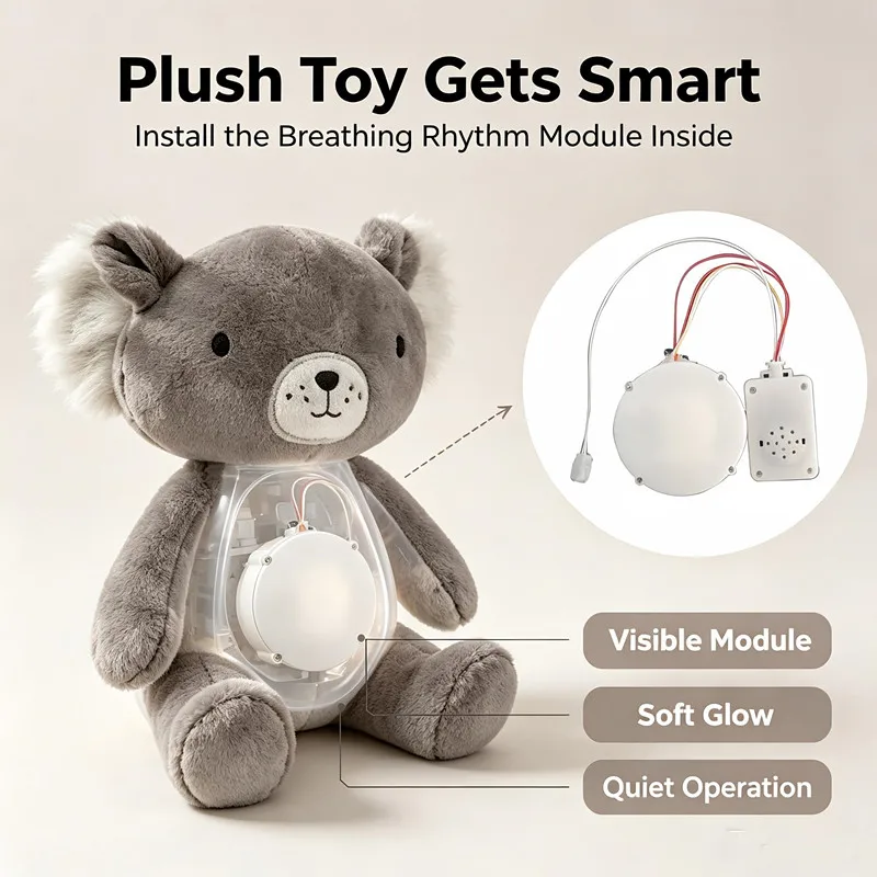 4 Modes Soothing Light Plushies Doll Soothing Music DIY Doll Sound Box Device Breathing Movement Sleeping Companion Equipment