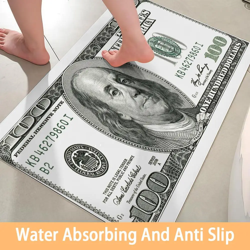 

Toilet Of The Bathroom, Household Floor Mat,Rich Money United States Dollar Floor Mat Soft Diatom Bathroom Absorbent Floor Mat