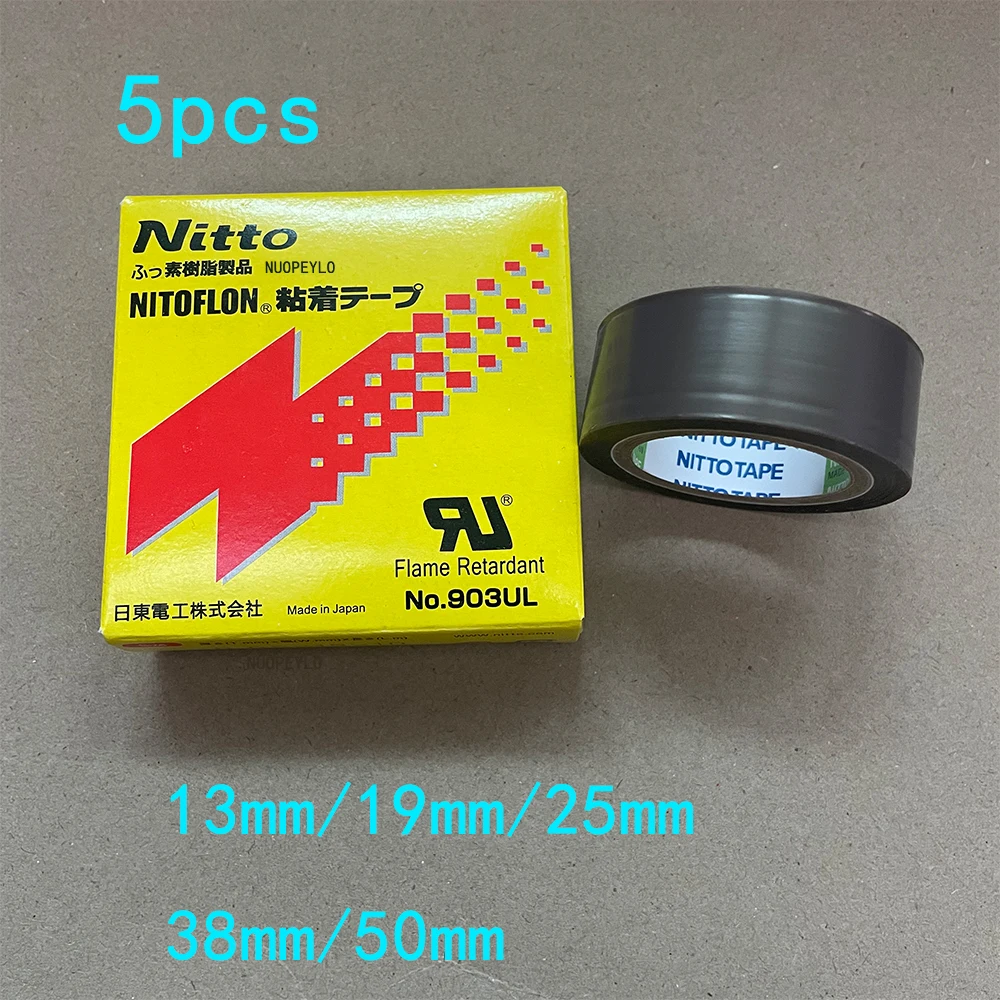 5 Pcs T0.08mm*W(13mm,19mm,25mm)*L10m Japan NITTO DENKO Tape heat insulation NITOFLON Waterproof Single Sided Tape 903UL