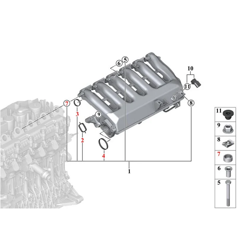 ABIB -19PCS Car Intake Manifold Blind Plugs&Gasket Kit 11612246945 For BMW 525D 530D 535D X3 X5 X6 M47 M57N Elring 1617790198
