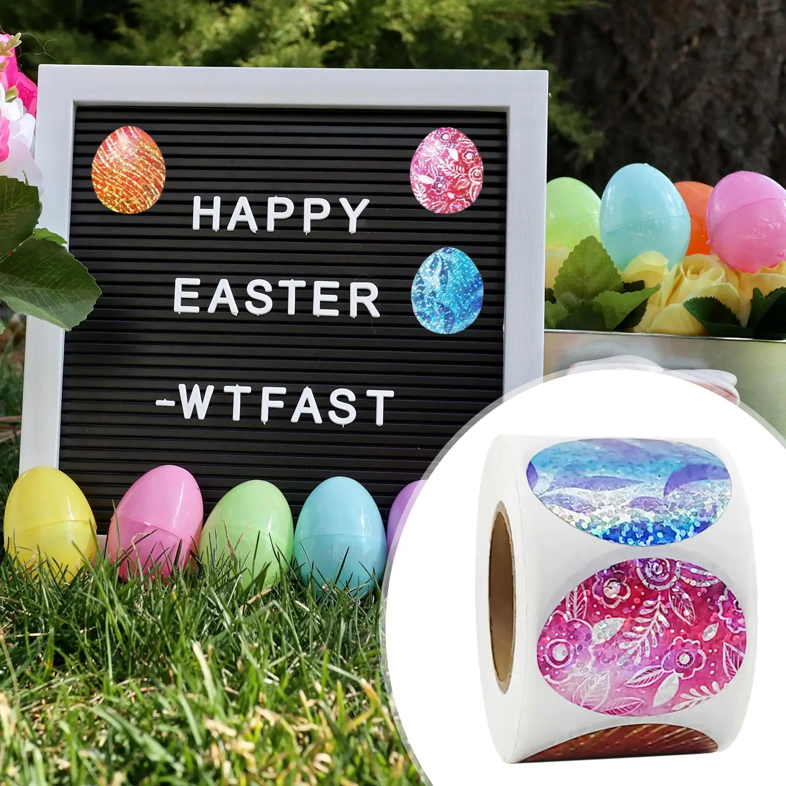 500x Happy Easter Egg Stickers Labels Colors Scrapbooking Decorating Stickers Labels Seal Labels for Family Reunions