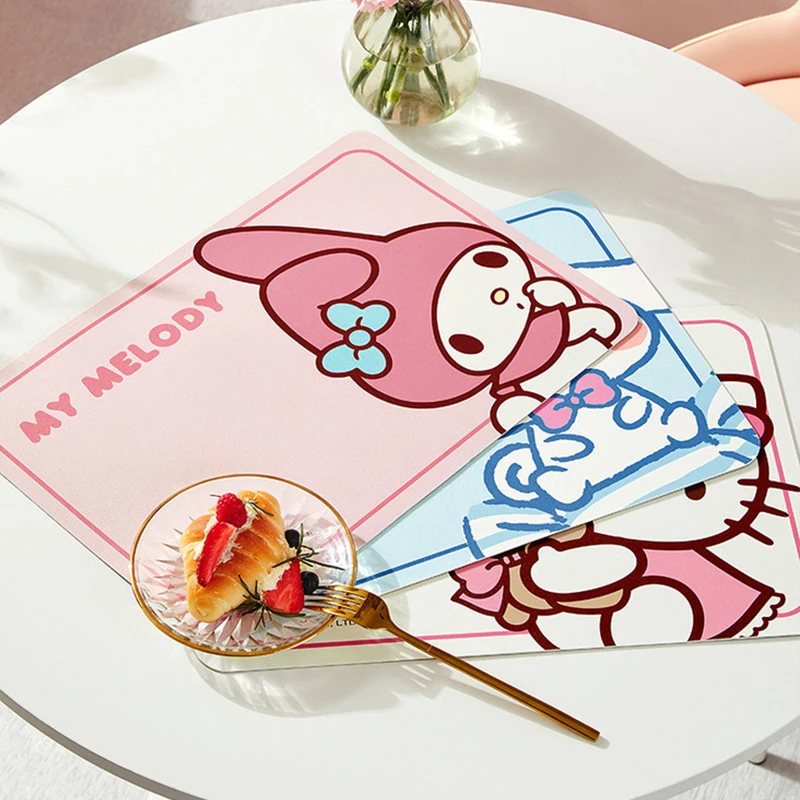 Cartoon Sanrio Hello Kitty Placemat Cinnamoroll My Melody Insulated Waterproof Oil Proof Bowl Mat Tableware Supplies Decoration