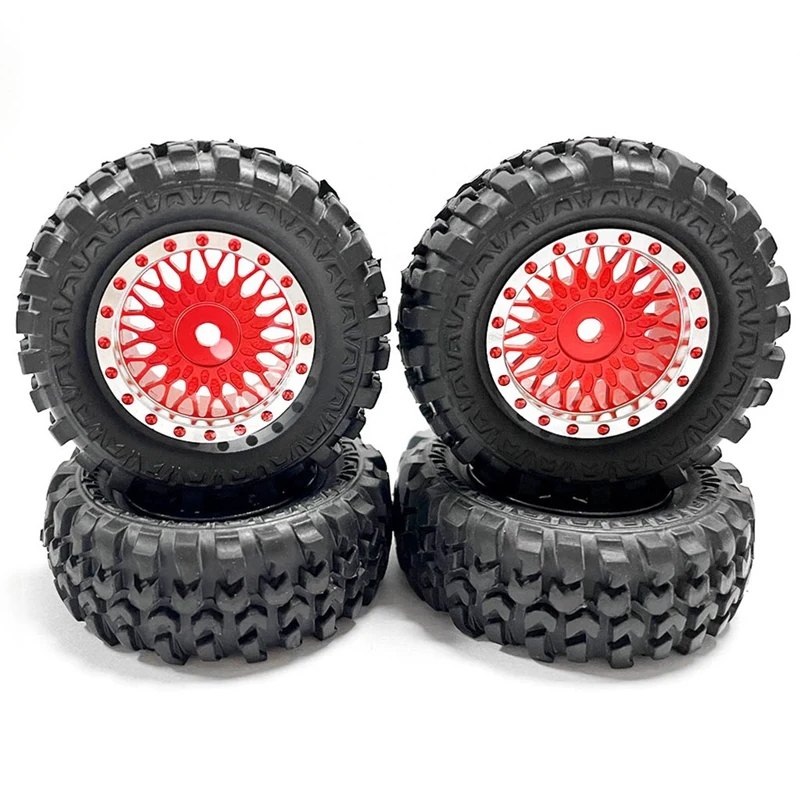 4PCS 1.0 Tires And Metal Beadlock Wheel Rims Set For 1/24 RC Crawler Car Axial SCX24 FMS FCX24 Enduro24 Parts