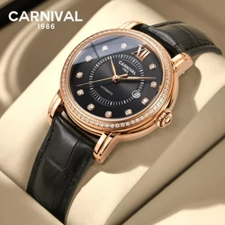 Carnival New Fashion Zircon Dial Automatic Mechanical Watch Women Casual Watch Relojes Mujer Women Wristwatch Girl Dress Clock