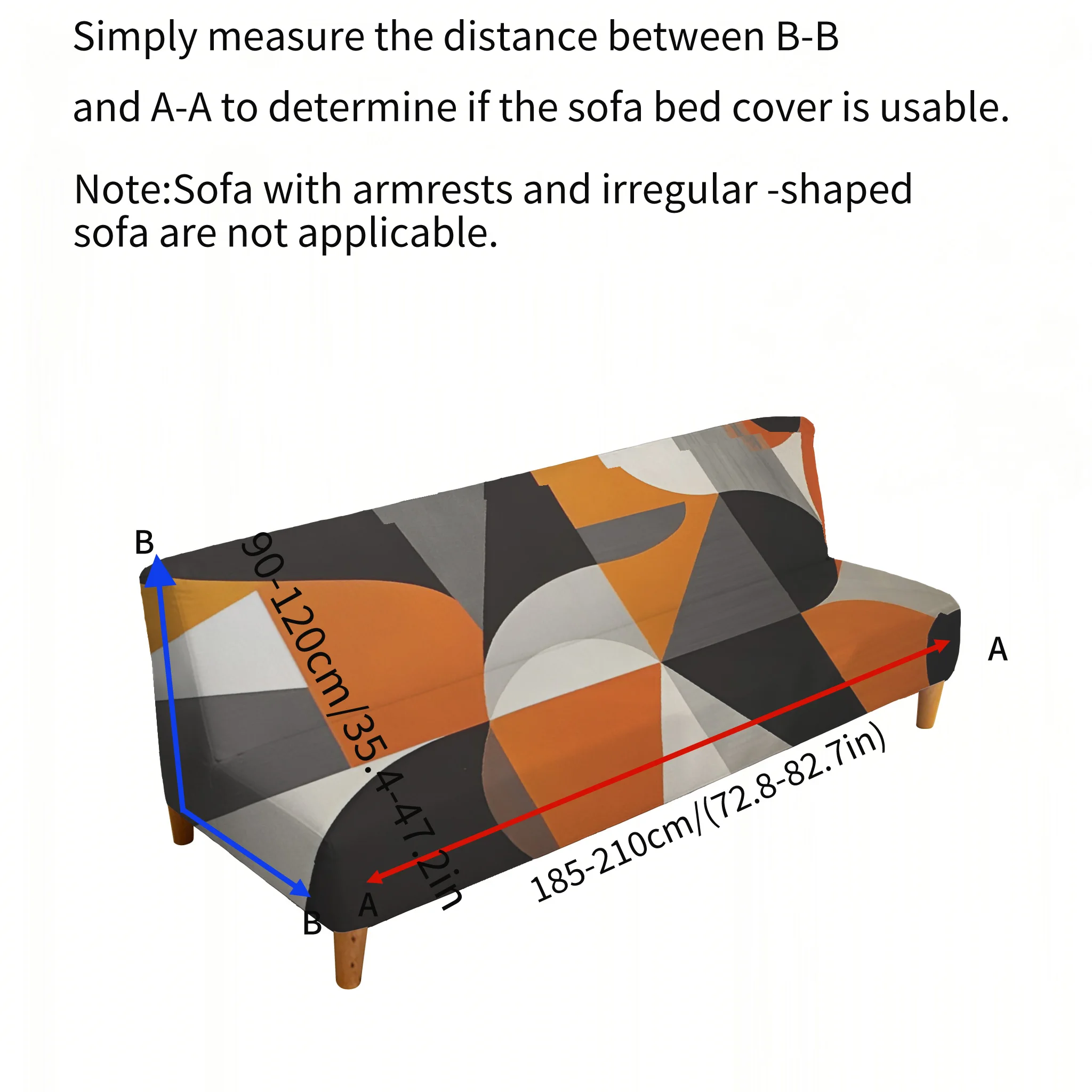 All-inclusive elastic sofa bedspread, modern simple orange-black geometric sofa bedspread, easy to install and machine washable