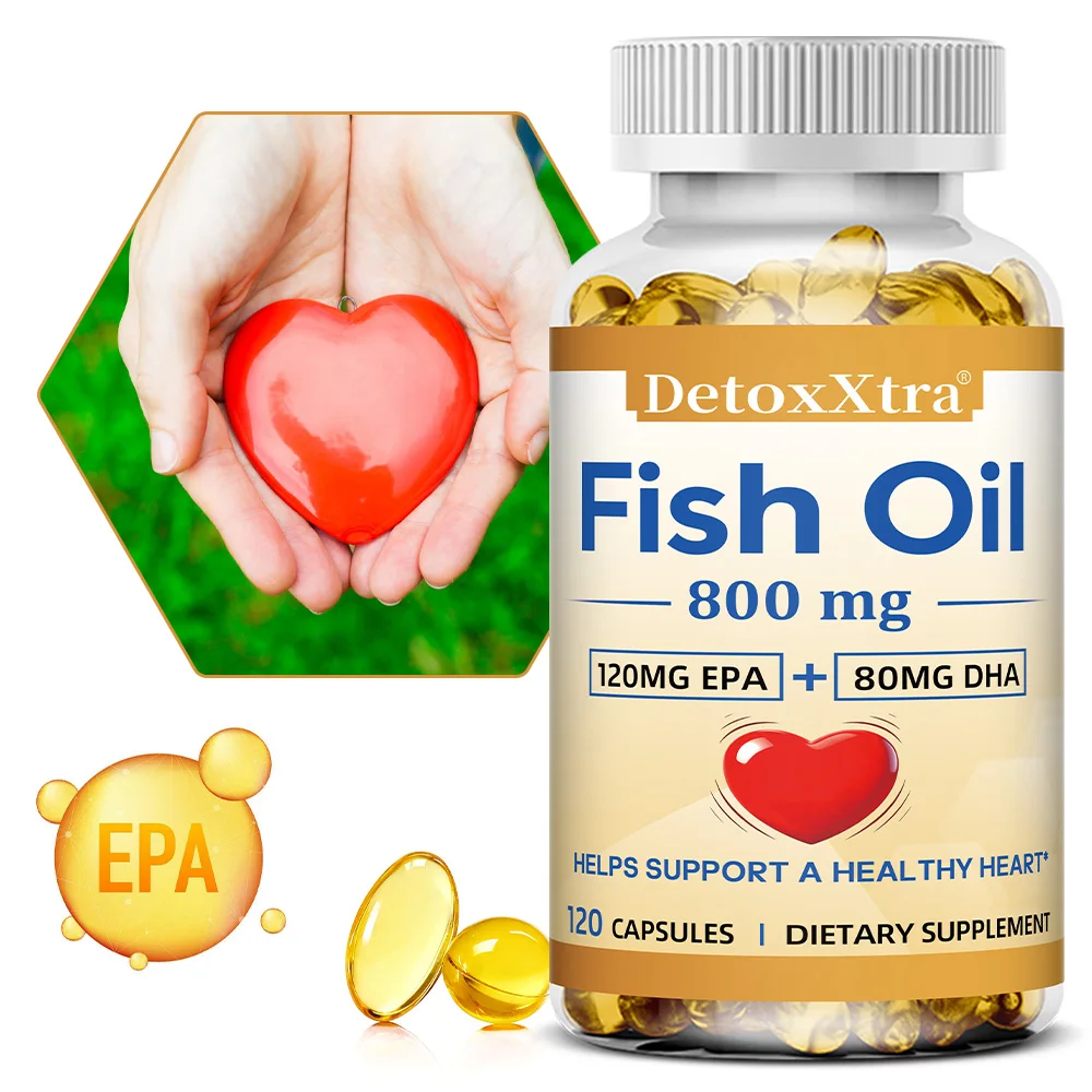 Triple Strength Omega 3 Supplement, for Nervous System, Skin and Hair Health, Antioxidants - Easy To Swallow Supplements