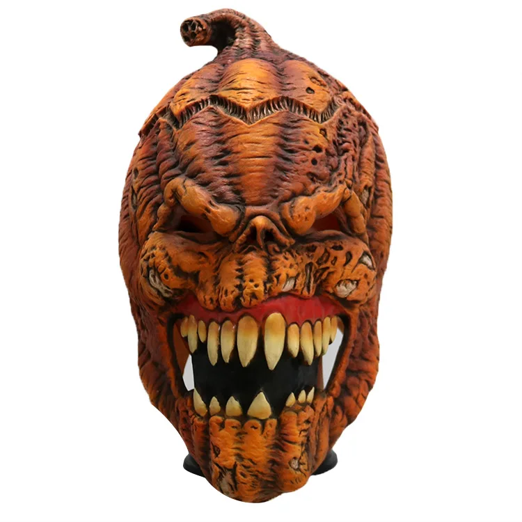 Máscara de cabeza de calabaza realista para Halloween, disfraz de látex de miedo, auriculares para Cosplay, bola divertida, accesorios de fiesta