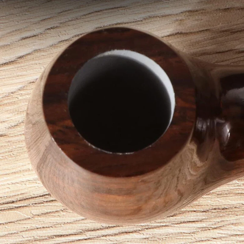 New 9MM Filter Solid Wood Dry Pipe Smoking Craft Brown Ebony Smooth Engraved Handmade Tobacco Pipe