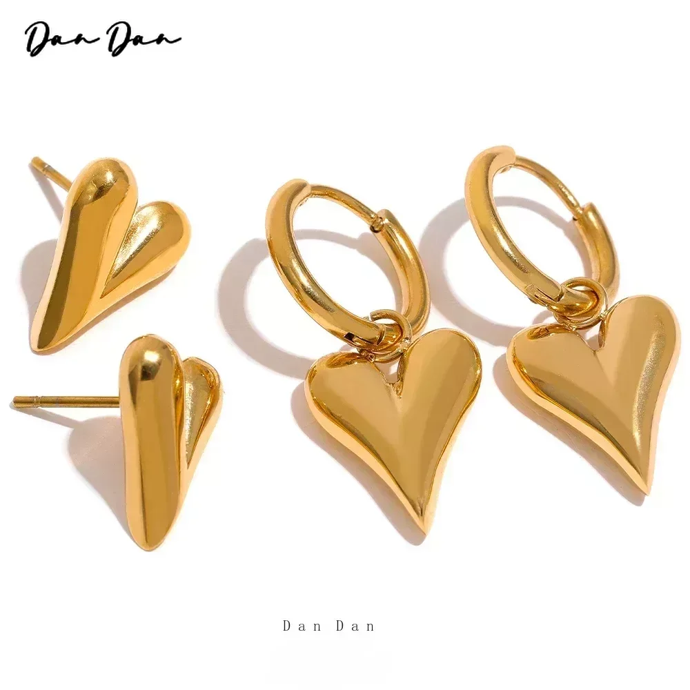 

Stainless steel jewelry set Heart-shaped Earrings18k gold fashionable high-end affordable