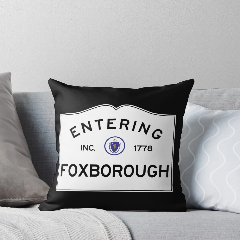 Entering Foxborough Massachusetts - Commonwealth of Massachusetts Road Sign Throw Pillow luxury sofa pillows pillow