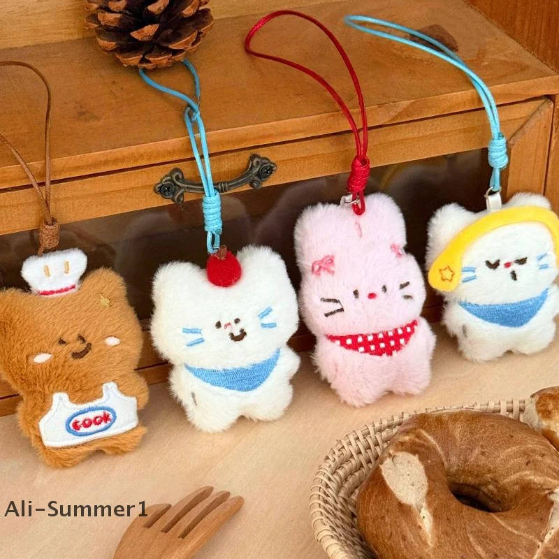 الكرتون أفخم الأرنب الدب القط المفاتيح لطيف الحيوان حقيبة قلادة الديكور سيارة كيرينغ اكسسوارات للنساء الأزواج Kawaii هدية