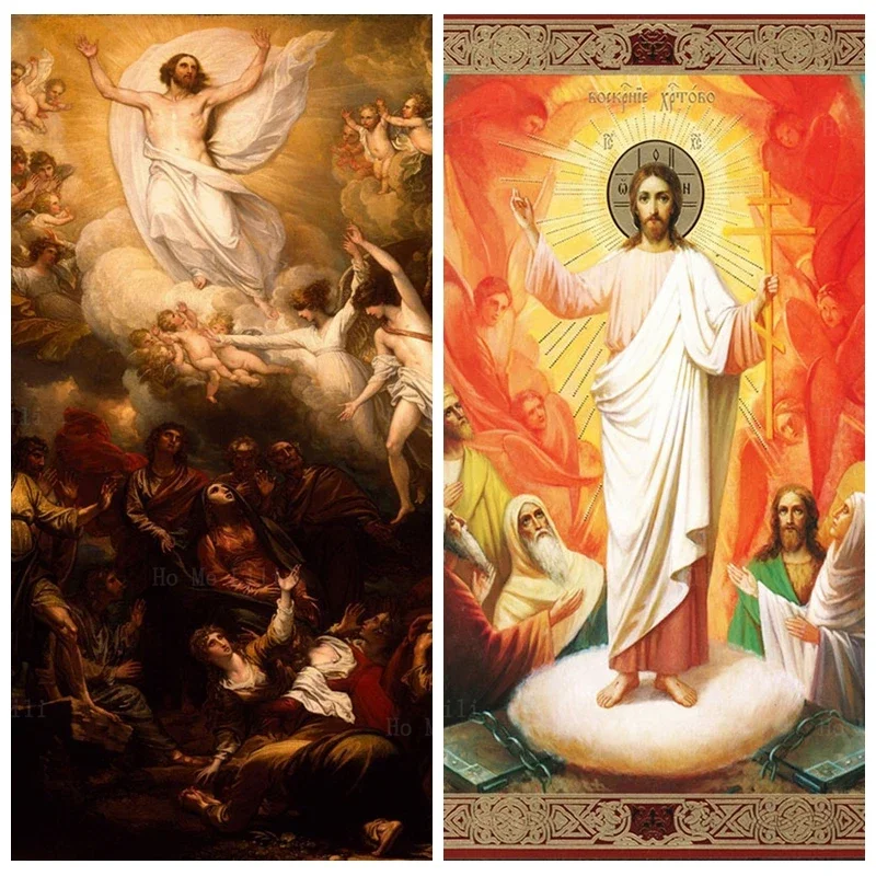 Icono cristiano de Jesús para decoración de sala de estar, lienzo de arte de pared de Jesús, ascensión de Cristo, religión, Glory, ortodoxo, por Ho Me Lili