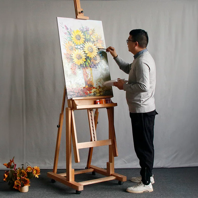 The Beech Wood Easel Can Be Used Both Horizontally And Vertically, With Adjustable Height And Can Be Tilted Forward