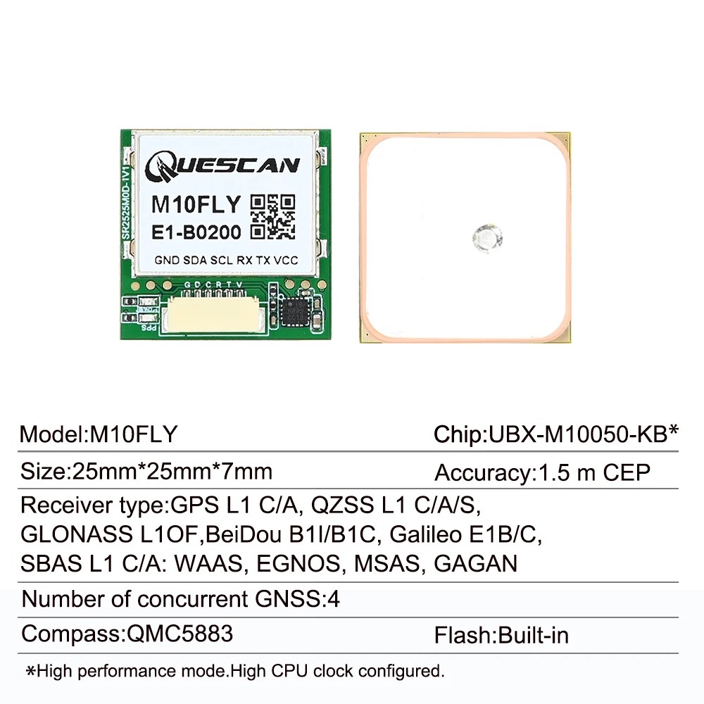 M10FLY 10Hz GPS Module with Compass for FPV Drone Flight Controller Ardupilot Betaflight INAV Pixhawk GPS,Much better than M8N