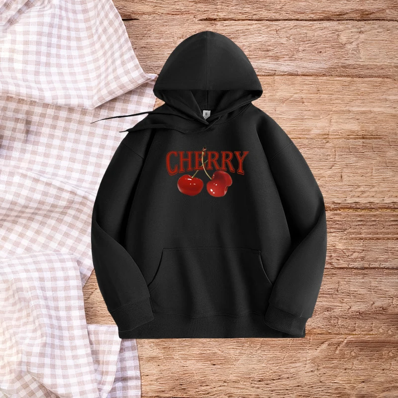 

Облегающая английская толстовка с вишневым узором, женская все, повседневная, повседневная, Y2K, High Street, Harajuku, ретро, панк, толстовка с капюшоном