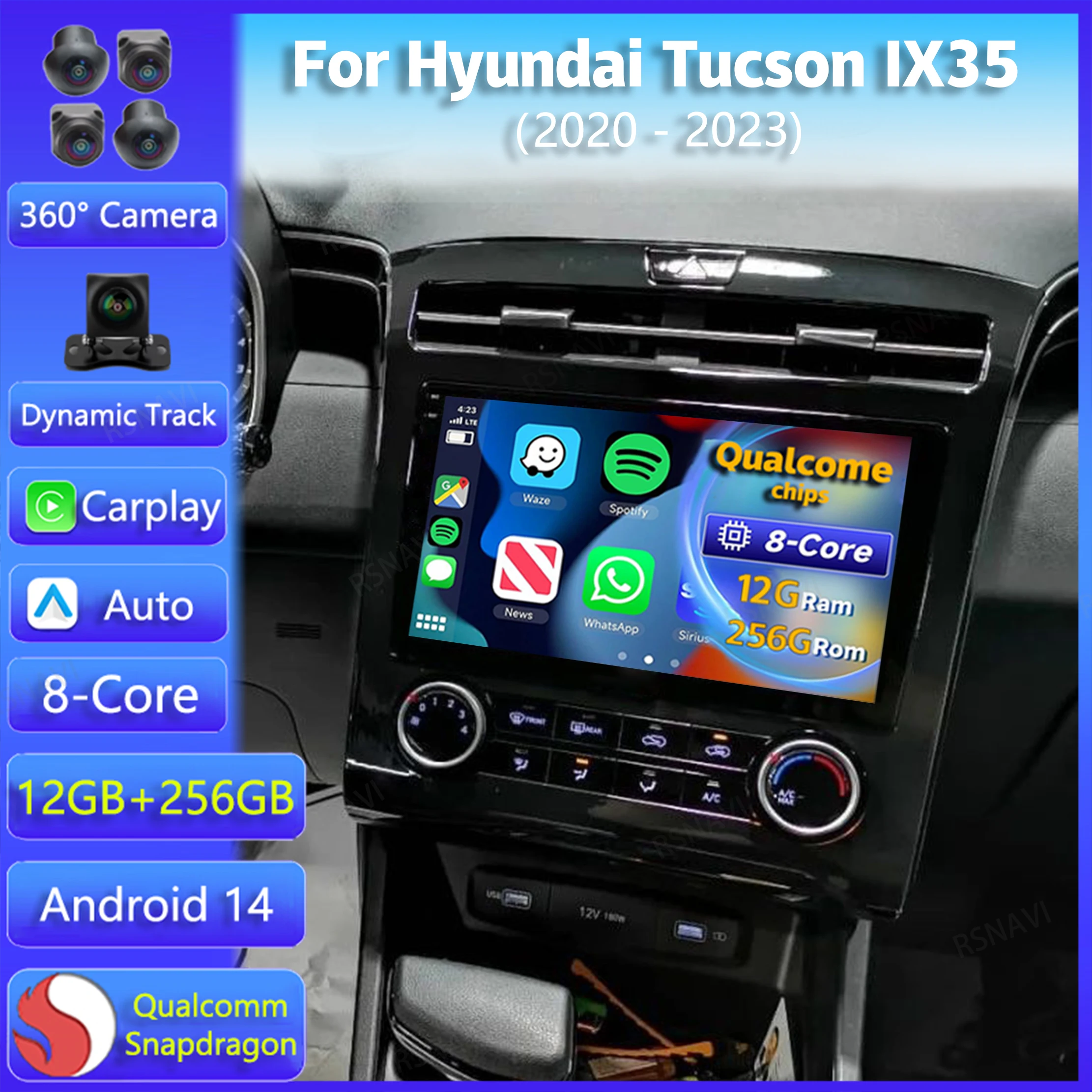 

Android 14 For Hyundai Tucson IX35 2020 2021 2022 2023 wireless Carplay auto Car Radio Multimedia Navigation QLED IPS Screen DSP