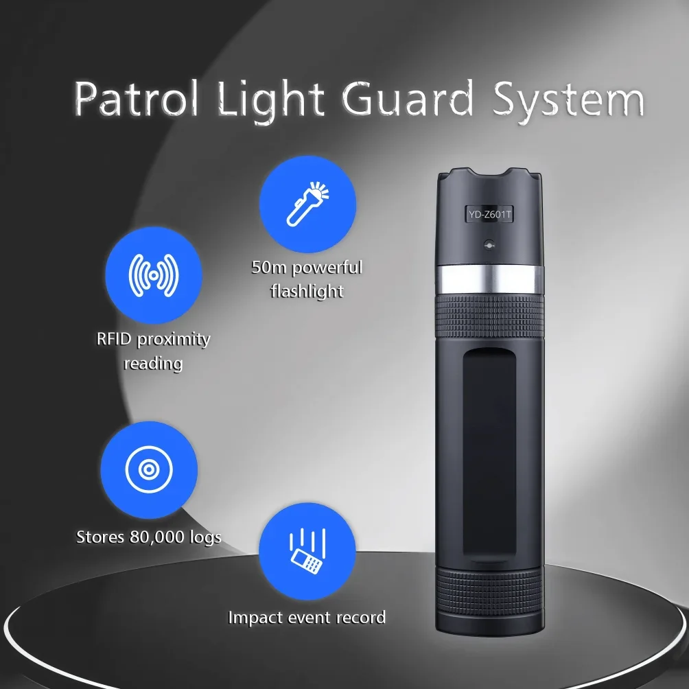 RFID Guard Patrol Checkpoints, Waterproof LED Light, USB Rechargeable, Portable Night Vision Security Tool