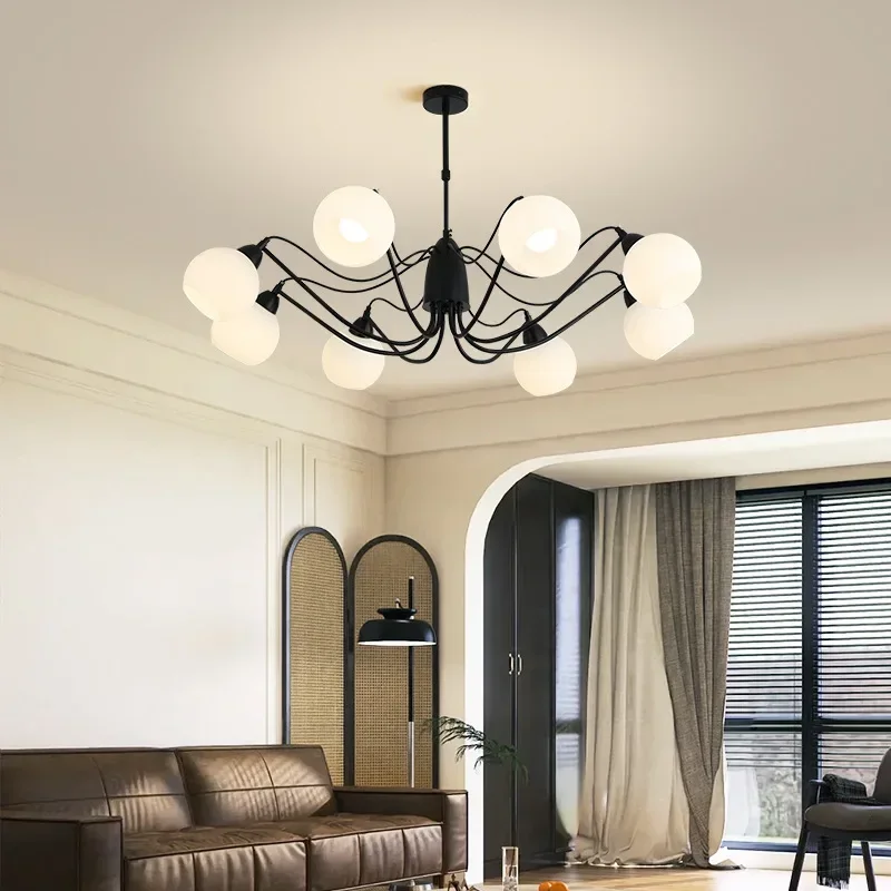 

GHJUYIOL French retro cream style modern living room chandelier with a cinematic feel Old Shanghai vintage restaurant chandelier