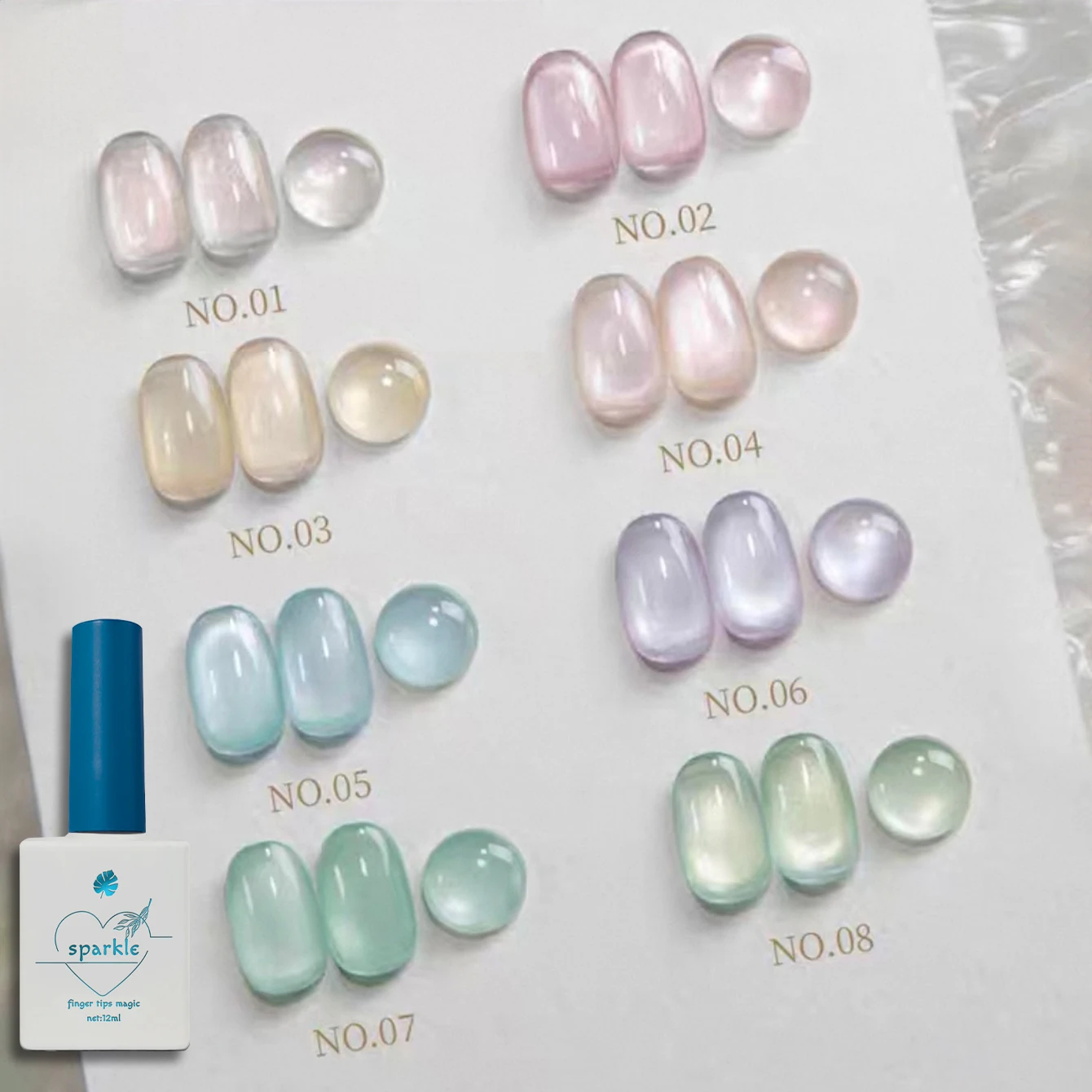 

1-8 шт., 12 мл, стеклянные цветные конфеты, гель-лак для ногтей «кошачий глаз», 2025 ежедневный нежный ледяной кристалл, желе, стеклянные бусины, принадлежности для дизайна ногтей