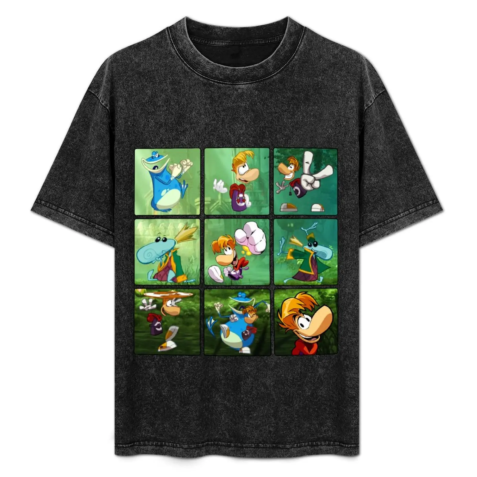 Rayman characters squares T-Shirt graphics man clothes cotton t shirt men