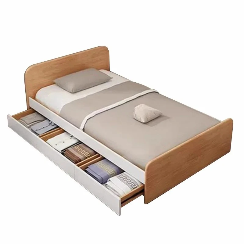 Customizable Nordic style solid wood children's bed, black walnut material mother and child trailer, small apartment, cabinet