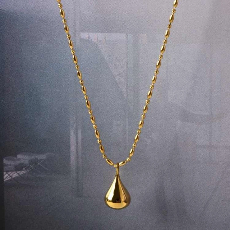 Fashion Brass Gold Plated Water Droplet Pendant Necklace Women Europe America Popular Jewelry Accessories Trend 3
