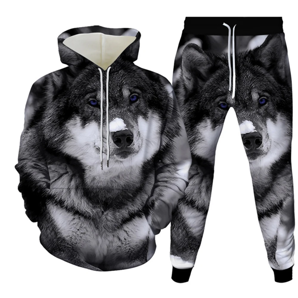 Animal 3d Print Men\'s Tracksuit Sets Casual Hoodie and Pants 2pcs Sets Oversized Sweatshirt Fashion Pullover Men Clothing