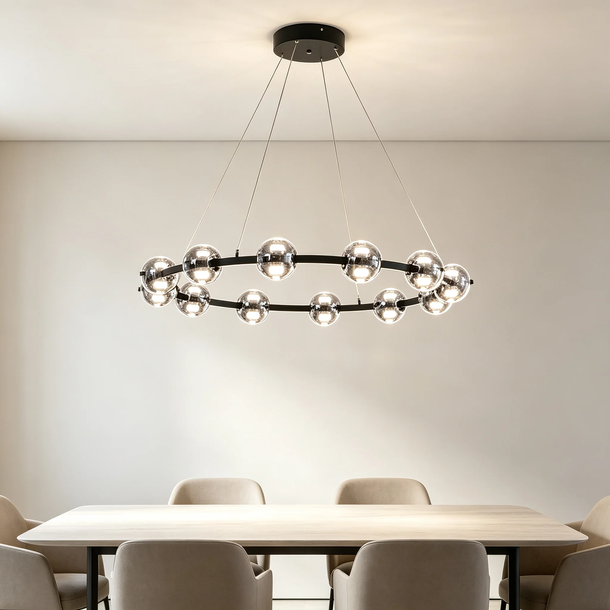 Italian Circular Glass Living Room Pendant Light Dining Table Modern Chandeliers Bedroom Minimalist Hanging Lamps Led Lights