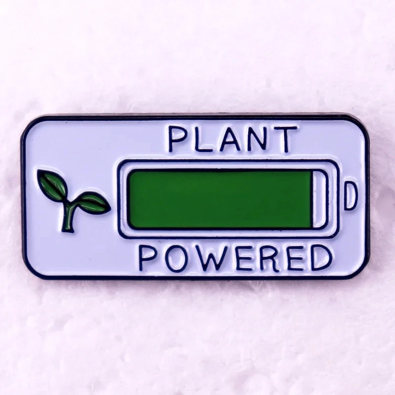 PLANT POWERED Enamel Pin Vegan Badge Lapel pins Brooches Women Men Jewelry Accessories For Gifts