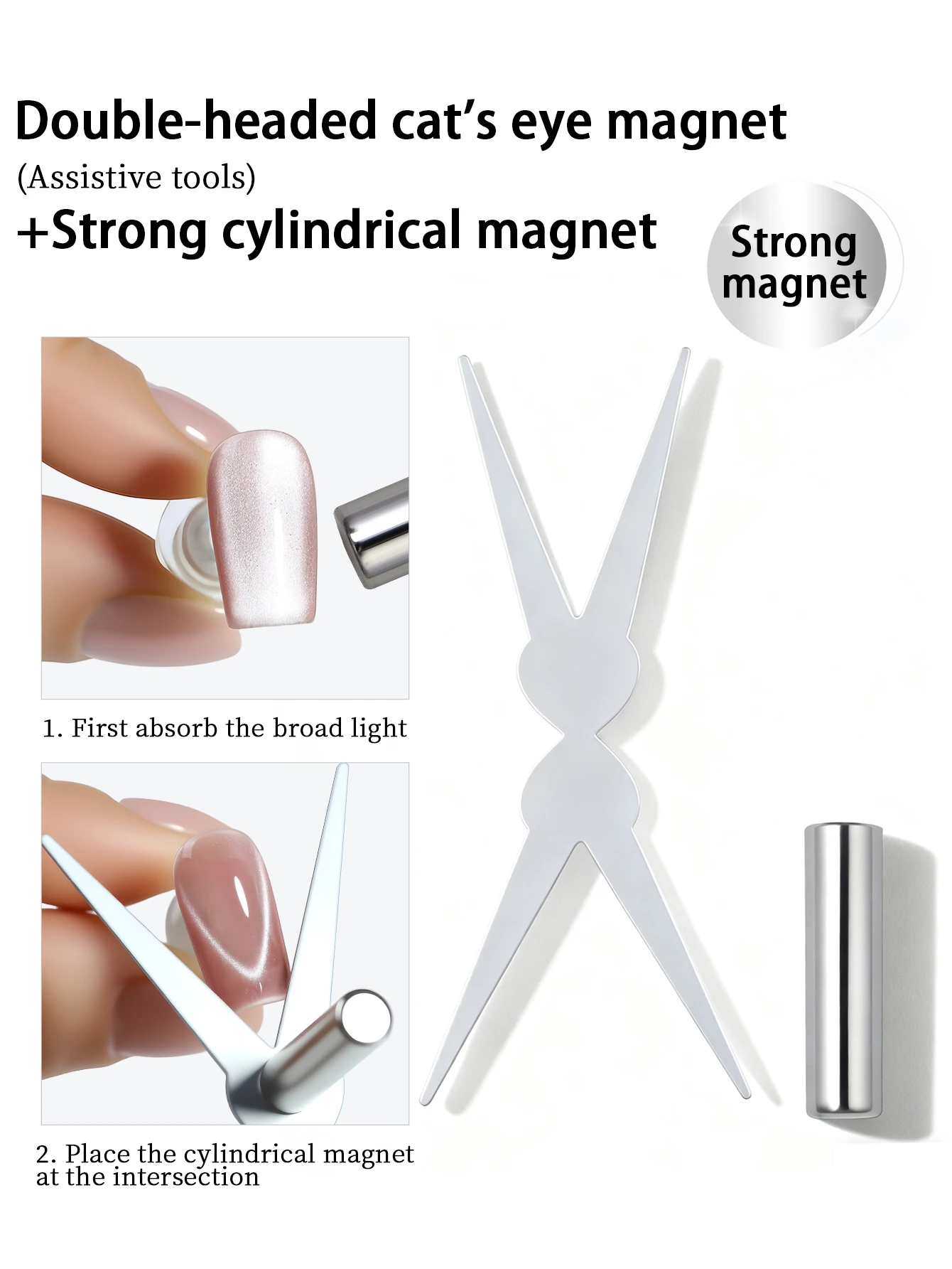 4/7-teiliges Katzenaugen-Magnet-Set mit Y-förmigem Eisen für Herz-Katzenaugen-Effekt, magnetisches Design, multifunktionales DIY-Nagelwerkzeug-Zubehör – Detail 7