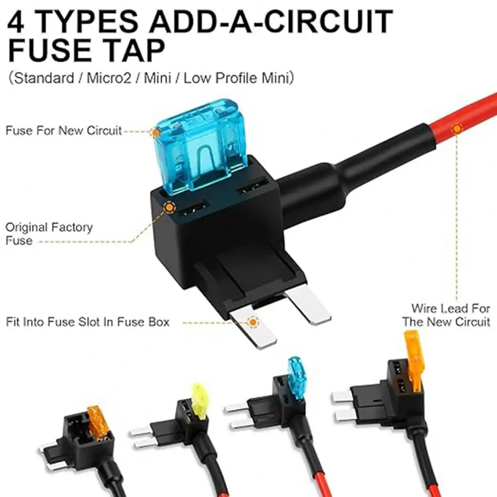 Fuse-Tap Adapter Car Electrical Appliances Jumper Connector Low Profile Mini Micro Fuse-Holder Mini Blade-Fuse Car Accessories