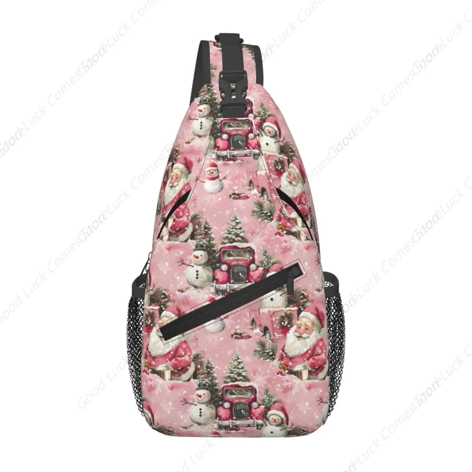 Christmas Sling Bag Crossbody Shoulder Bag Truck Snowman Santa Casual Backpacks Chest Bag Cycling Travel Hiking