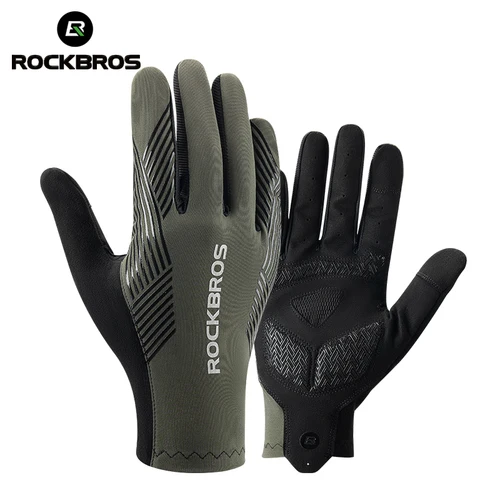 ROCKBROS-guantes de ciclismo transpirables para hombre y mujer, manoplas antideslizantes de dedo completo para pantalla táctil