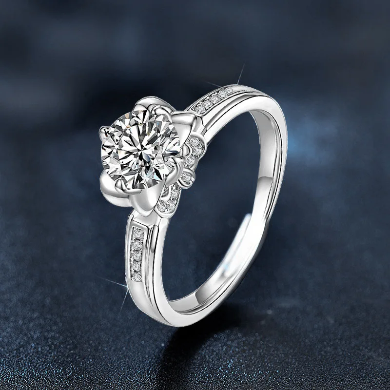 

Wholesale European and American jewelry 925 sterling silver iris flower ring for women, high-end adjustable diamond ring