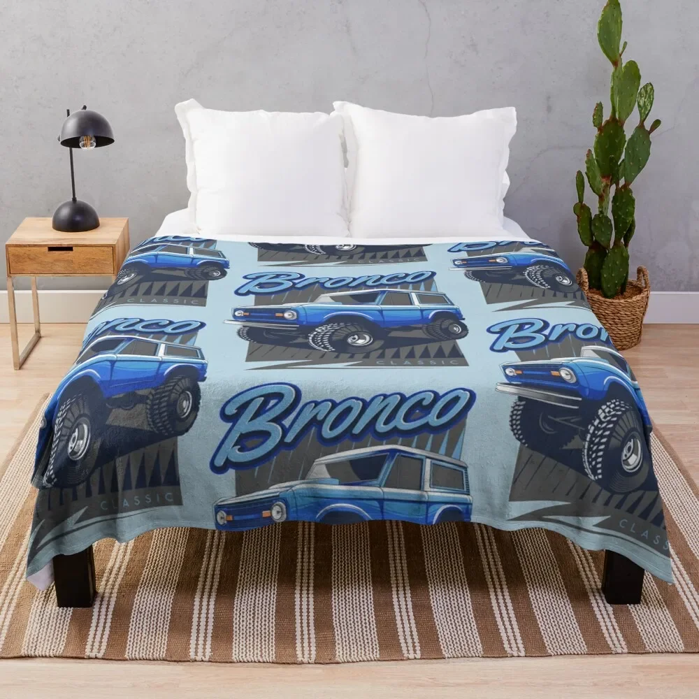 

Ford Bronco Truck Classic Ford Bronco Blue Throw Blanket Custom Thins Picnic Blankets