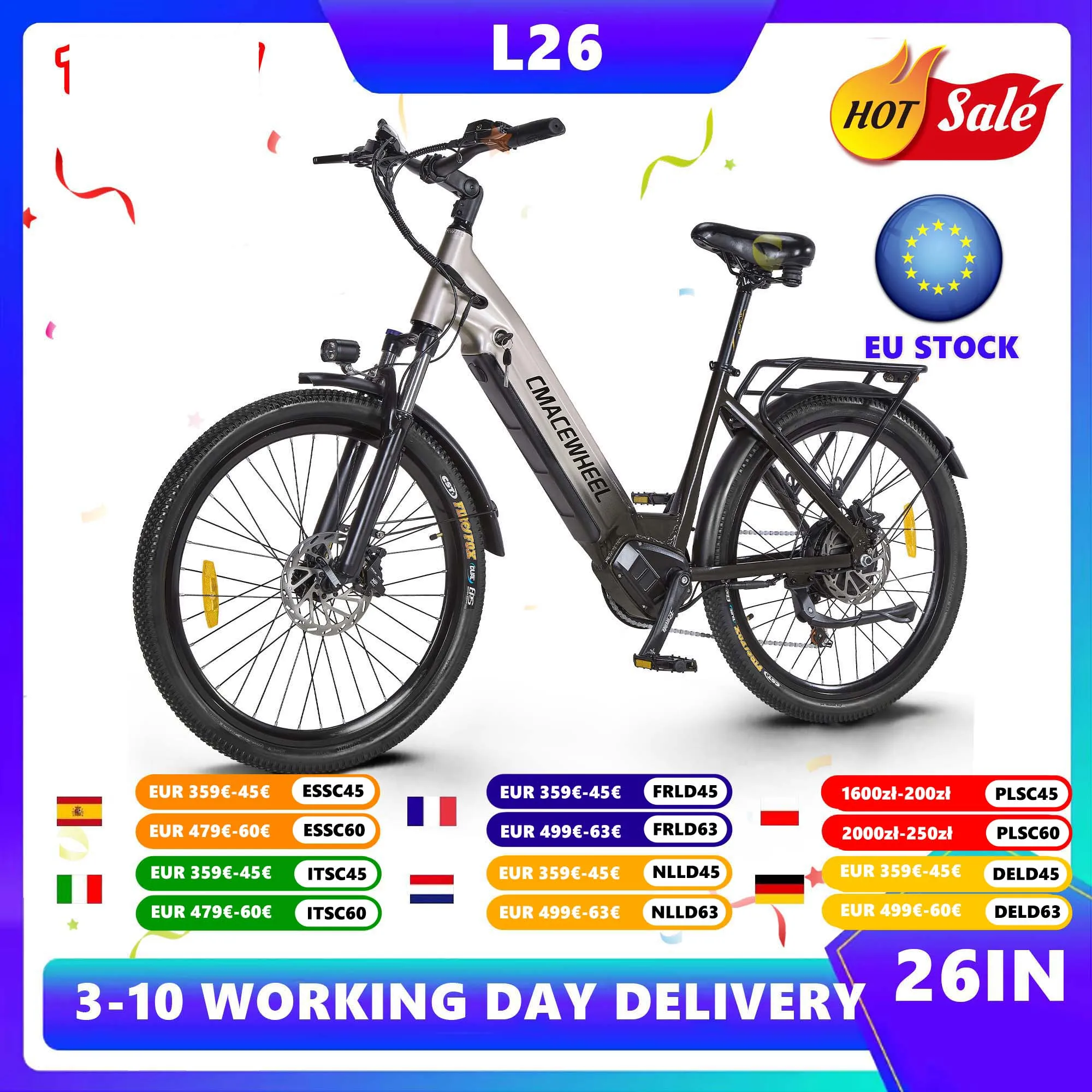 CMACEWHEEL L26 Elektrofahrrad 48V17Ah Batterie Elektrofahrrad 26*2.1 Reifen …