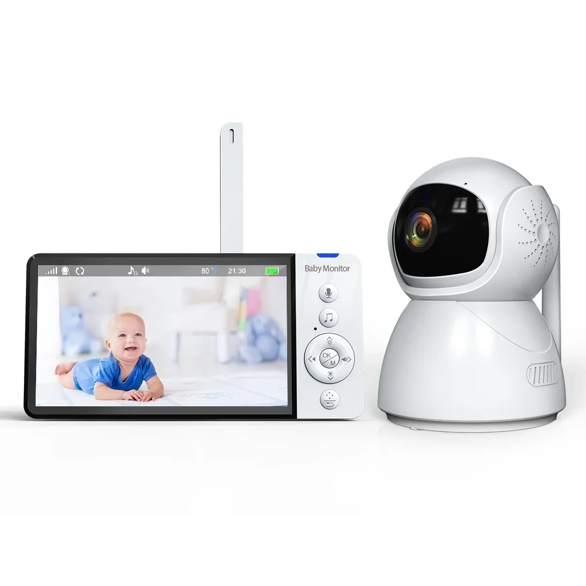 

720P Pan-tilt Baby Camera Babysitter Security Surveillance Big Battery Baby Phone Two-Way Audio 5 Inch Baby Monito r Camera