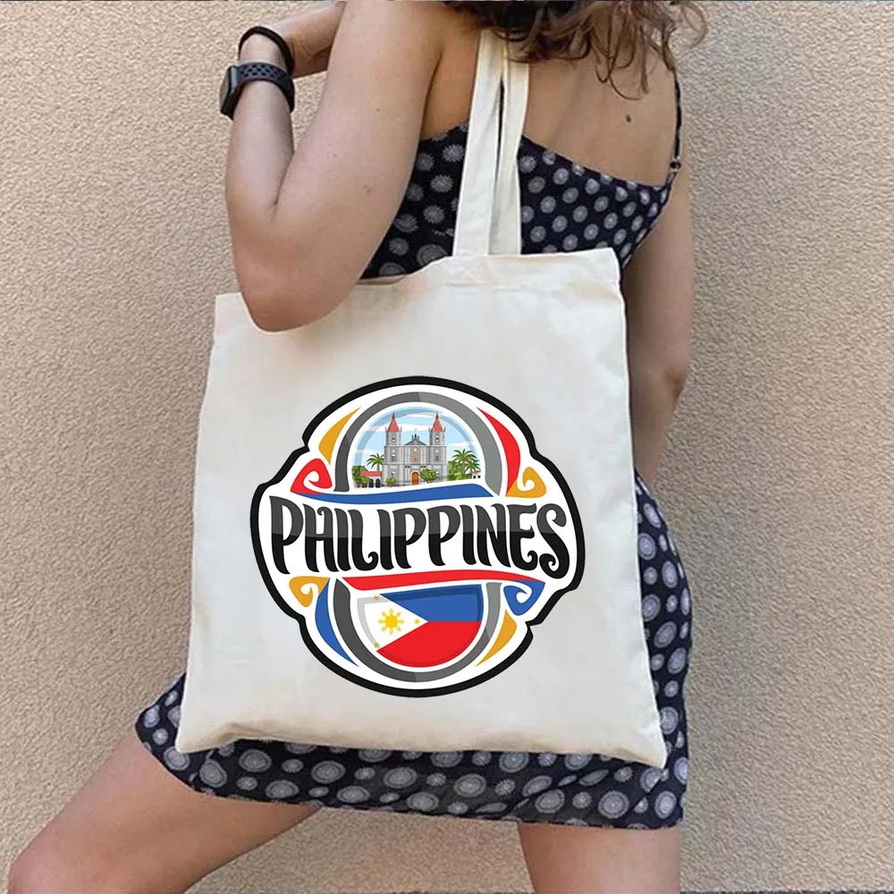 Love Heart Filipijnen Land Vlag Kaart Wapenschild Reizen Souvenir Vlinder Landmark Shopper Canvas Tote Bag Shopping Handtas